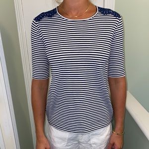Brooks Brothers stripped navy and white tee
